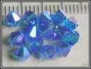 Lot De 10 Toupies Swarovski 4mm Capri Blue AB2X Perles En Cristal Véritable - Perle