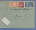 419(2)+765+769 Op Aangetekende Brief Met Stempel MERLEMONT, Noodstrookje Met Naamstempel Als Aantekenstrookje Gebruikt ! - 1948 Export