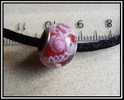 Perle De Luxe Artisanale - Lampwork - Sur Base Métal Style Pandora Gros Trou Fond Rouge - Parels