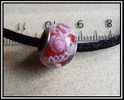 Perle De Luxe Artisanale - Lampwork - Sur Base Métal Style Pandora Gros Trou Fond Rouge - Perles