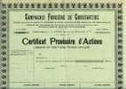 COMPAGNIE FONCIERE De CONSTANTINE(Algérie) Certificat Provisoire (art. N° 163 ) - Afrika