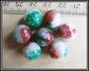 Lot De 3 Perles En Jade Vert Blanc Bordeau 12mm - Pearls