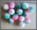 Lot De 5 Perles En Véritable Jade Rose Vert Blanc 8mm (2) - Parels