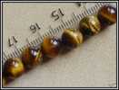 Lot De 10 Perles Rondes En Véritable Oeil De Tigre 8mm - Parels