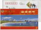 China 2006 Rizhou City New Year Greeting Postal Stationery Card Sailing Boat - Voile