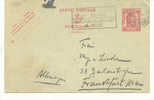 Briefkaart Van Brussel Naar Frankfurt  1 F Rood - Postcards 1934-1951