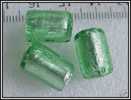 1 Perle Artisanale Dichroic Tube Vert Sur Feuille D´argent Environ 15x10mm - Pearls