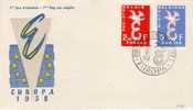 BELGIUM FDC COB 1064/65 EUROPA 1958 BRUXELLES/BRUSSELS - 1958