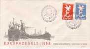 NETHERLANDS FDC MICHEL 718/19 EUROPA 1958 GRAVENHAGE CANALS SHIPS/PENICHES - 1958