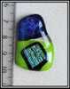 Cabochon Vert Bleu Dichroic Sur Feuille D´argent Environ 35x23mm - Perles