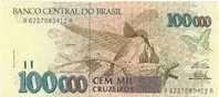 BRESIL  100 000 Cruzeiros Non Daté (1993)   Pick 235b  Signature 30   ****BILLET  NEUF**** - Brasile