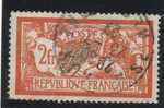 France Ob. N° 145 2F Orange Et Vert Bleu Cassure Dans Le Bas De L' écusson ( Signé Brun) - 1900-27 Merson