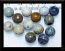 Lot De 7 Perles En Véritable Jaspe Feuille D´argent 8mm - Perlas