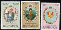 BARBADOS  WEDDING  OF  DIANA  & CHARLES   1981  SET  OF  3   MINT  SG?   SPECIAL PRICE !! - Barbades (1966-...)