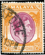 Pays : 441 (Singapour : Colonie Britannique)  Yvert Et Tellier N° : 14 (B) (o) ; SG SG 25 - Singapur (...-1959)