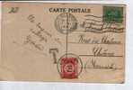 137 Op Kaart Met Stempel BRUSSEL, Getaxeerd (taxe)TX 27 Met Stempel CHIEVRES - Covers & Documents