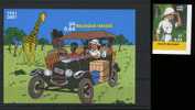 TINTIN Au CONGO Timbre Et Bloc HERGE Train  Cinéma Girafe Automobile Voiture  NON DENTELE 2001 Belgique   Movie Camera - Comics