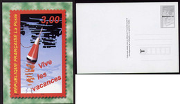 France Pseudoentier CP Neuve Vive Les Vacances Peche - Official Stationery