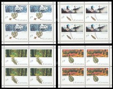 Canada (Scott No.1283a/86b - Feuille D'érable / Maple Leaf) [**] Jeux De 4 Blocs Diff. / Set Of 4 Diff. Blocs - Used Stamps