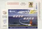 Windsurfing,China 2002 Tianshui Telecom LAN And ADSL Advertising Postal Stationery Card - Voile