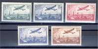 FRANCE, 5 AIRPOST STAMPS 1936, UNUSED HINGED - 1927-1959 Postfris