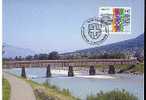 Liechtenstein Jolie CM 1er Jour FDC Voisinage - émission Conjointe Avec La Suisse - Pont Et Rivière - Maximum Cards