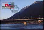Liechtenstein Jolie CM 1er Jour FDC 75° Anniversaire De L´Union Douanière Douane Avec La Suisse - Paysage Pont - Maximumkarten (MC)