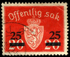 Pays : 352,02 (Norvège : Haakon VII)  Yvert Et Tellier N°:  S   59 (o) - Usados