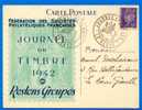 CARTE POSTALE ET DOCUMENT OFFICIEL DE LA JOURNEE DU TIMBRE 1942 - ....-1949