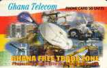 GHANA  50 UNITS   SATELITE  DISH   PEOPLE  FREE TRADE ZONE  CHIP  GHA-52(?)   EXP 10/01  SPECIAL  PRICE !!! - Ghana