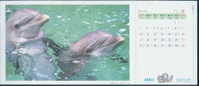 Dolphin - Two Bottle-nosed Dolphins (Tursiops Aduncus) Pre-stamped Postcard With The Monthly Calendar Of 2001-06 - Delfines