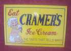 Plaque Métal "CRAMER´S" Ice Cream. - Plaques En Tôle (après 1960)