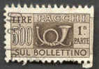 Pays : 247,1 (Italie : République) Yvert Et Tellier N° : CP   87 (o)  Moitié De Timbre Gauche - Paketmarken