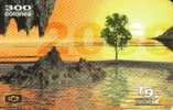 COSTA RICA 300 COLONES   ISLAND  TREE  LANDSCAPE   AT  SUNSET  SPECIAL PRICE !! - Costa Rica