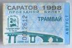 Russia, Saratov: Month Tram Ticket 1998/08 - Europe