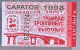 Russia, Saratov: Tram & Trolleybus Privilege Ticket 1998/09 - Europe