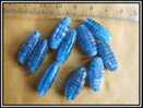 Lot De 5 Perles Bleu Turquoise Et Argent Environ 20x8mm - Parels