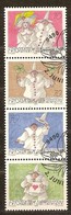 Liechtenstein 1998 Y. 1114-17 (°) Used Cote 5 Euro Timbres De Voeux Se Tenant - Gebraucht