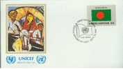 ONU UNO NEW YORK FDC Premier Jour Poste 322 DRAPEAU FLAG UNICEF Bangladesh - FDC