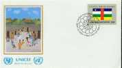 ONU UNO NEW YORK FDC Premier Jour Poste 430 DRAPEAU FLAG UNICEF Centrafrique Centrafricaine Central African Republic - Andere & Zonder Classificatie