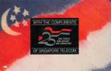 SINGAPORE $1  FLAG  OF SINGAPORE   25TH ANN OF INDEPENDENCE  MINT  CODE:1SCHA   COMPLIMENTARY - Singapur