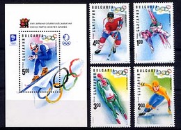 BULGARIE 1994, Lillehammer, Epreuves De Ski, 4 Valeurs + 1 Bloc, Neufs / Mint. R1117 - Inverno1994: Lillehammer