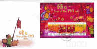 Christmas Island-2007 Year Of The Pig  Miniature Sheet  FDC - Christmaseiland