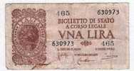 LUOGOTENENZA - UNA LIRA - Italia – 1 Lira