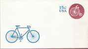 US Scott U597, 15-cent Small Envelope, High Wheeler Bike , Mint - 1961-80