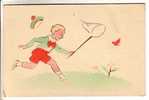 GOOD OLD POSTCARD - Boy Butterflies Catcher - Butterflies