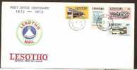 LESOTHO 1972 POST OFFICE CENTENERY, STAMP ON STAMP, BUS, HORSE CART FDC # 6609 - Lesotho (1966-...)