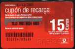 VOD-004/1 Cupon De Recarga 15€. Cad. 31/12/2003 Codigo Barras Anverso - Vodafone