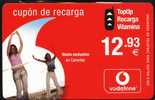 VOD-010/1 Cupon De Recarga 12,93€. Cad. 31/12/2005 Exclusiva CANARIAS.Top Up Vitamina. Hula Hop - Vodafone