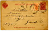RUSSIE - Yvert - Entier Postal T30 + T28 - Envoyé En 04/1898 De Russie Vers Gand. - Enveloppes
